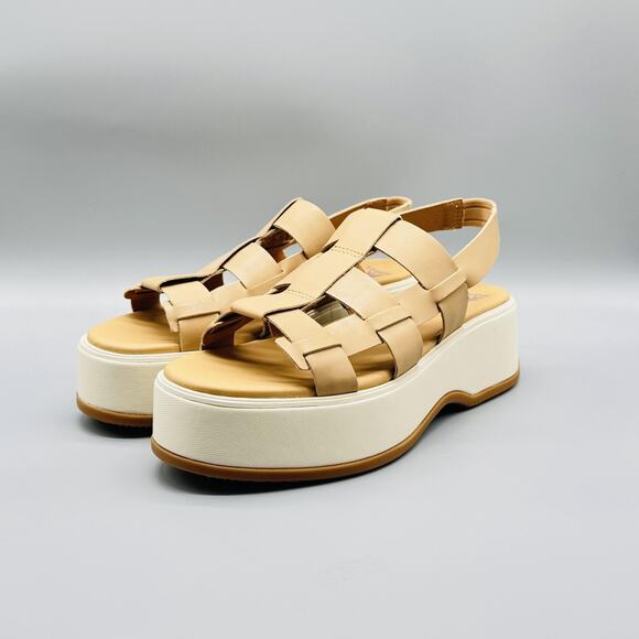 Sorel Sandals Womens 9.5 Beige Leather Dayspring Slingback Platform Wedge NEW - Picture 4 of 12